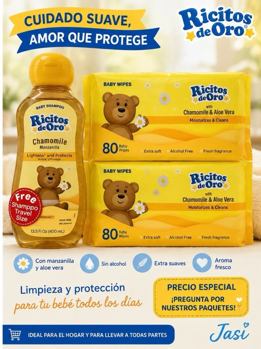Baby Chamomile Shampoo & Baby Wipes Set — Yellow